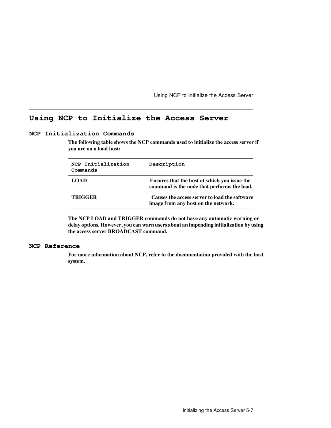 HP NetRider manual Using NCP to Initialize the Access Server, NCP Initialization Commands, NCP Reference 