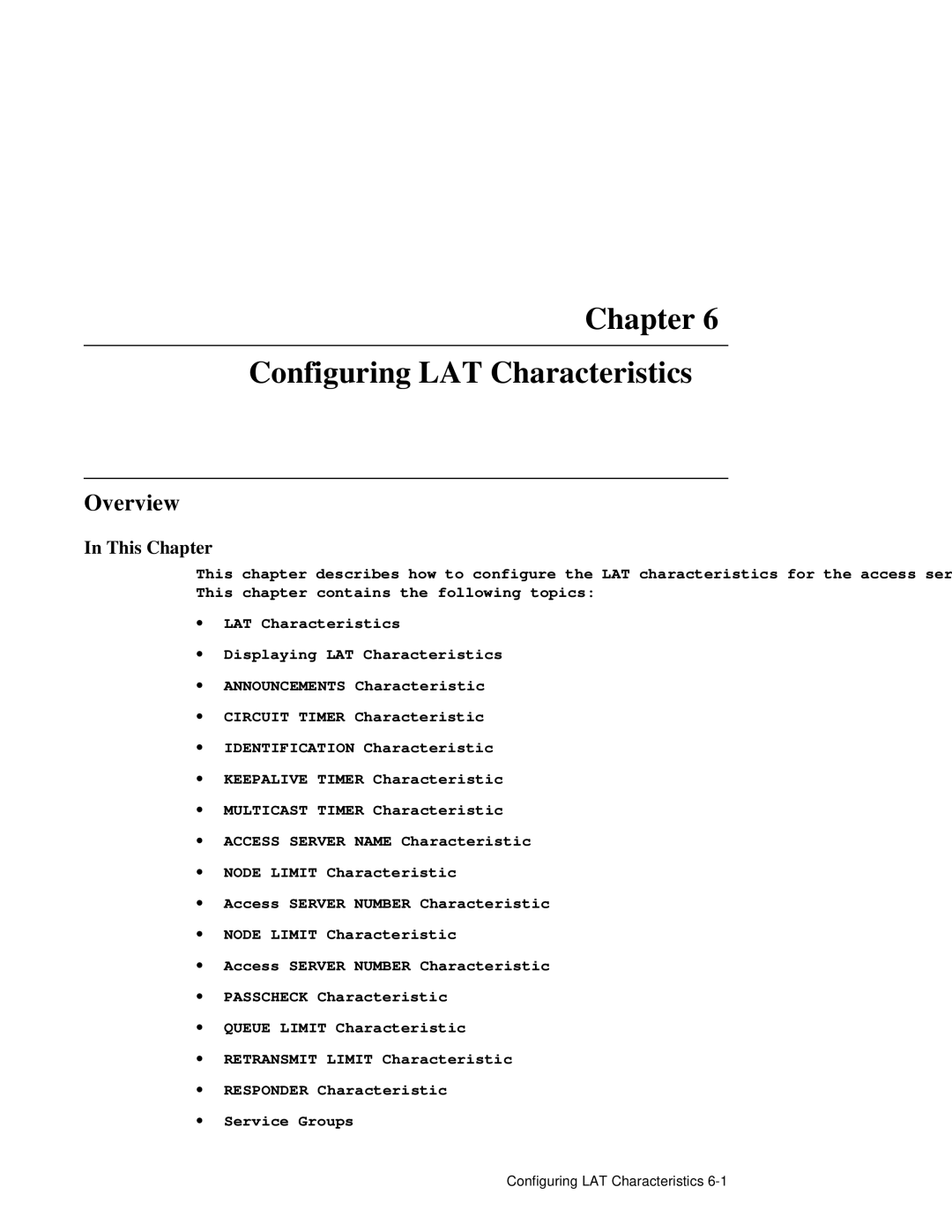 HP NetRider manual Chapter Configuring LAT Characteristics, Overview 