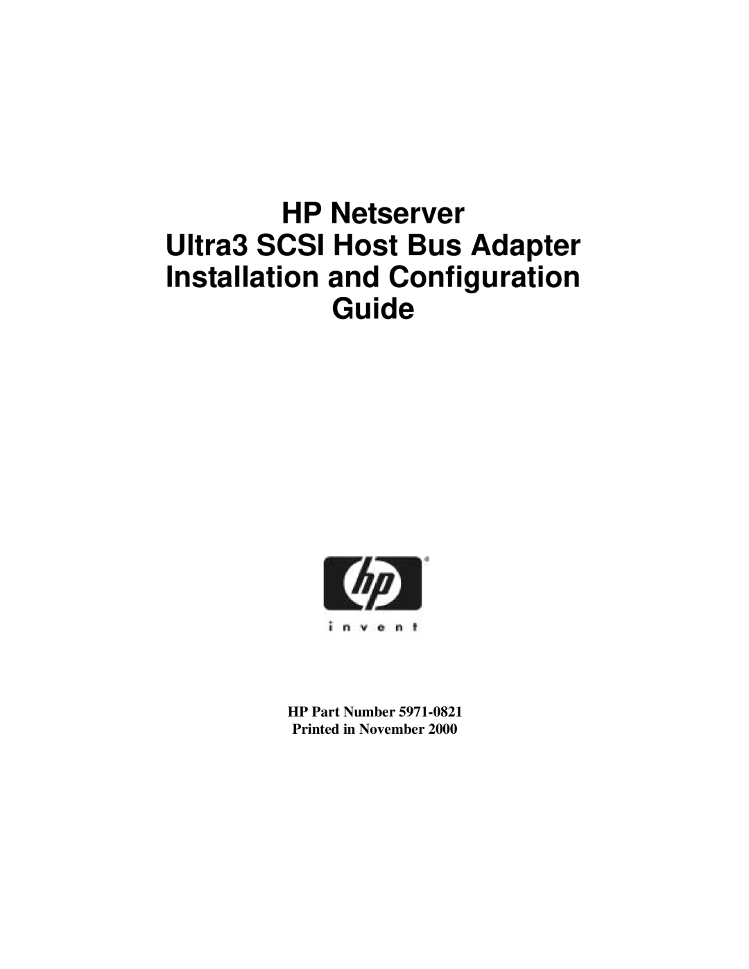 HP NetServer 5971-0821 manual HP Part Number 