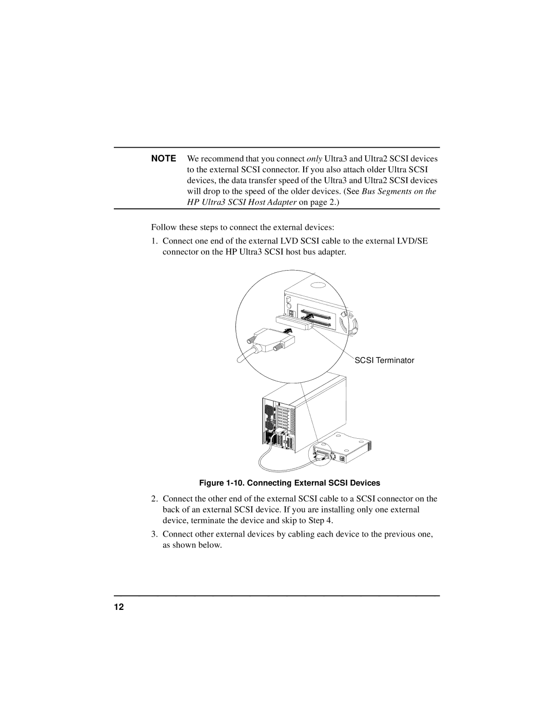 HP NetServer 5971-0821 manual Connecting External Scsi Devices 