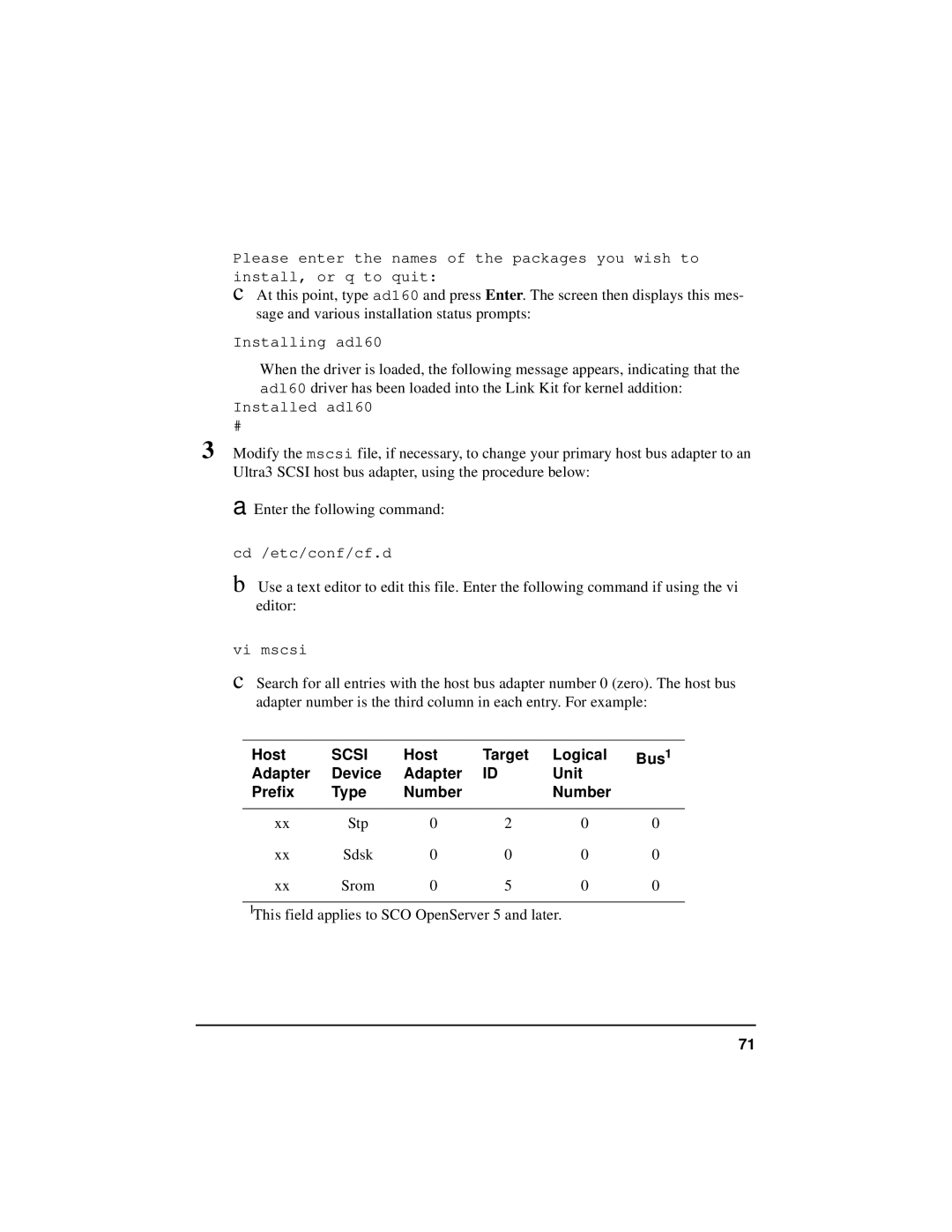 HP NetServer 5971-0821 manual Host, Logical Bus Adapter Device Unit Prefix Type Number 