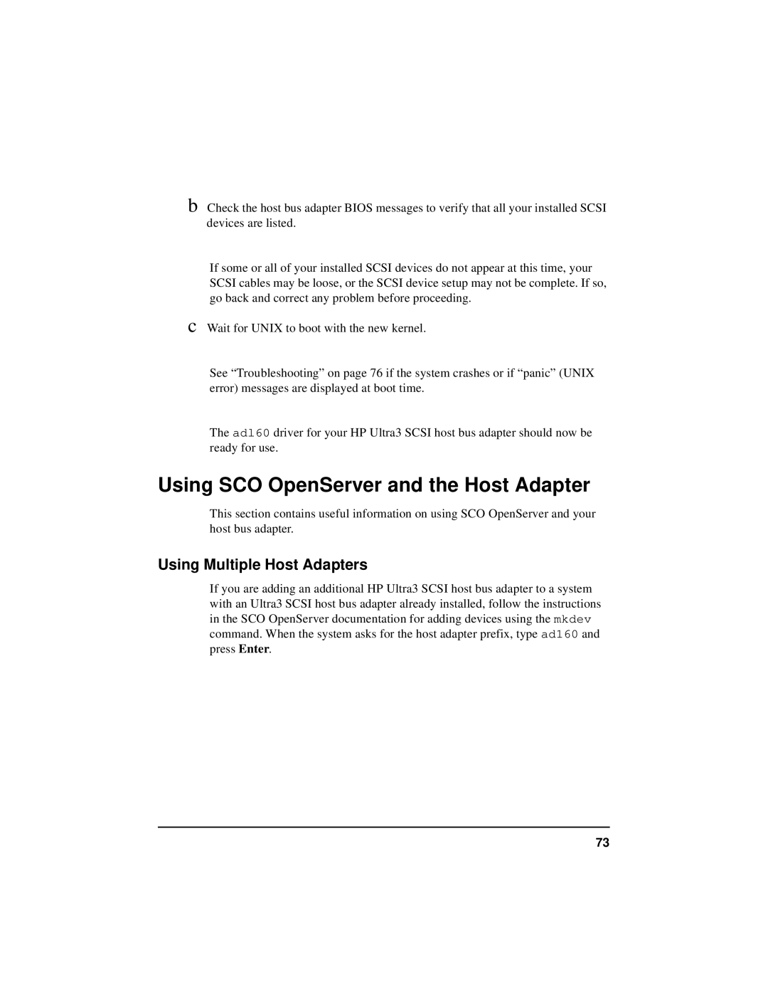 HP NetServer 5971-0821 manual Using SCO OpenServer and the Host Adapter, Using Multiple Host Adapters 