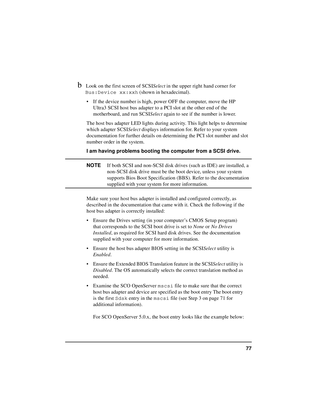 HP NetServer 5971-0821 manual Am having problems booting the computer from a Scsi drive 