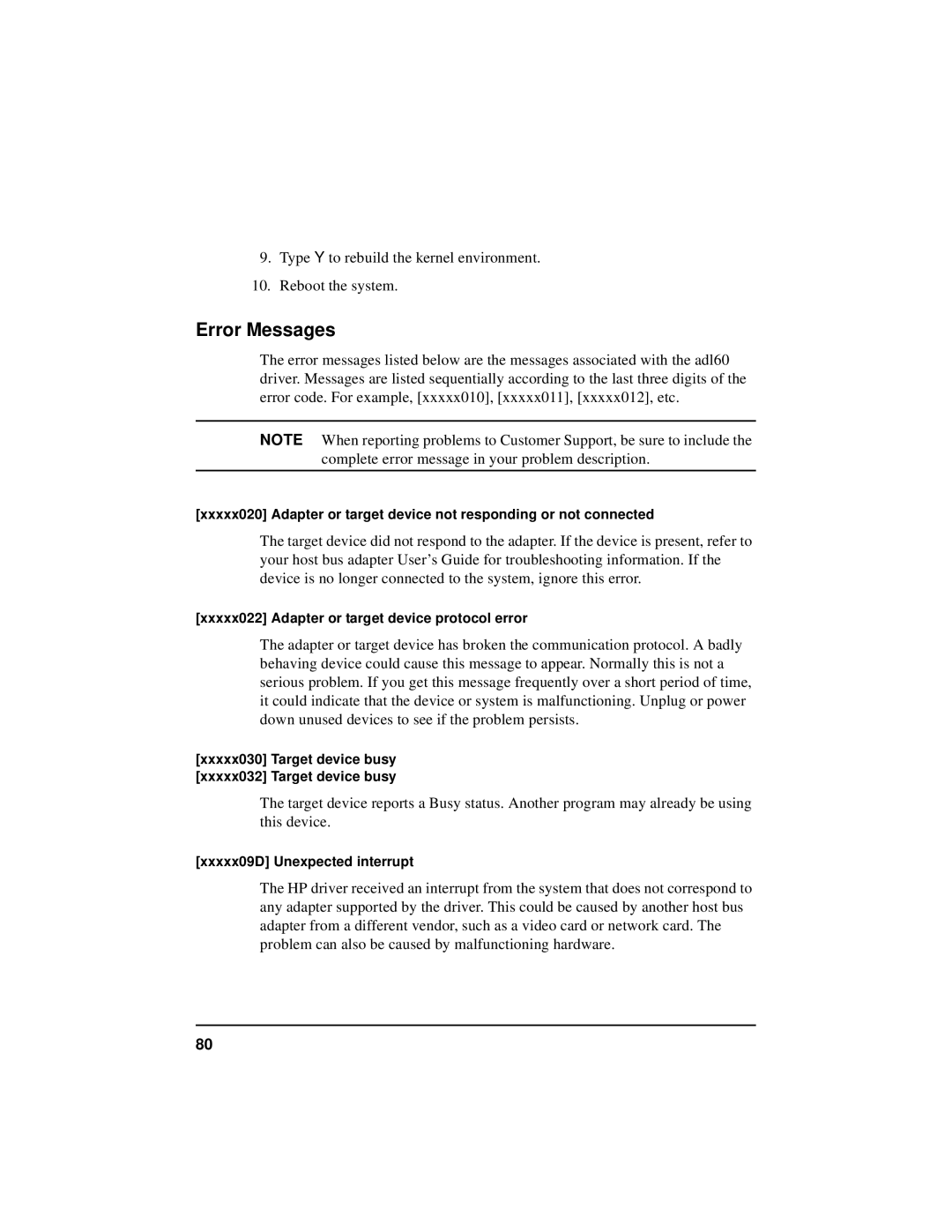 HP NetServer 5971-0821 manual Type Y to rebuild the kernel environment Reboot the system 