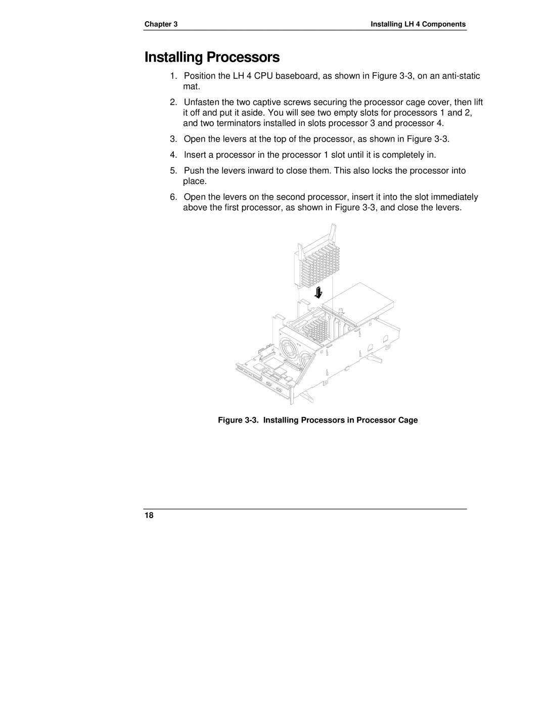 HP LH4r, NetServewr, LH 4, LH 3 manual Installing Processors in Processor Cage 