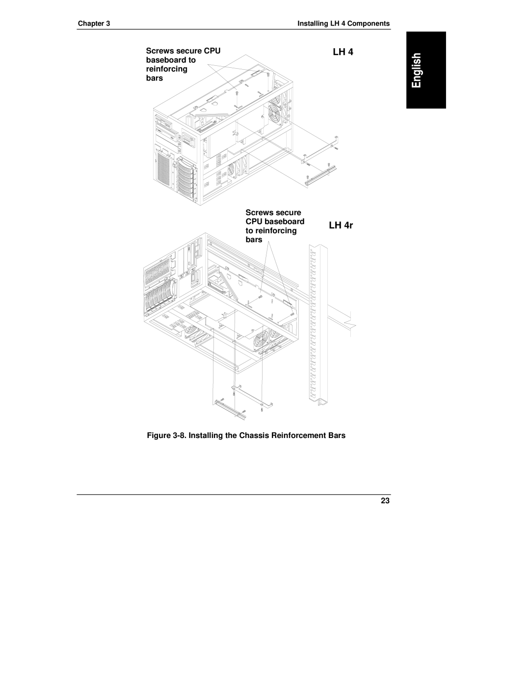 HP LH 3, NetServewr, LH 4, LH4r manual Installing the Chassis Reinforcement Bars 