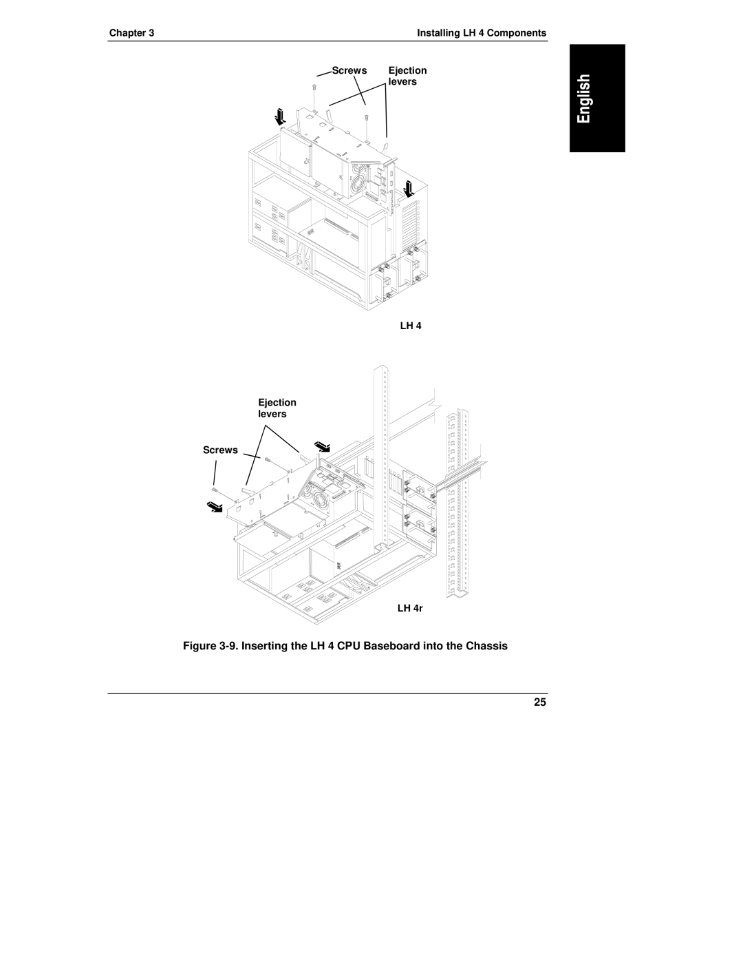 HP NetServewr, LH4r, LH 3 manual Inserting the LH 4 CPU Baseboard into the Chassis 