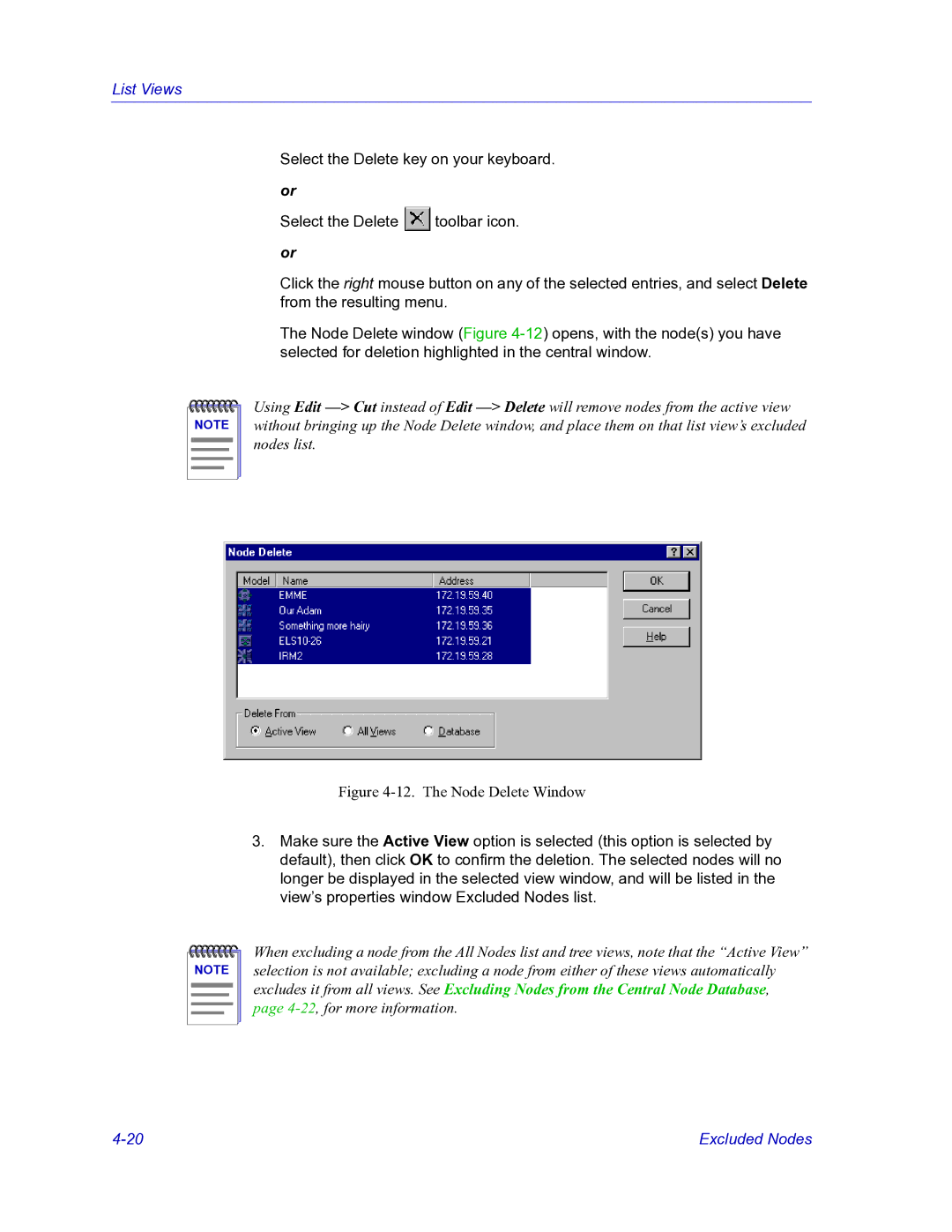 HP Netsight manual The Node Delete Window 