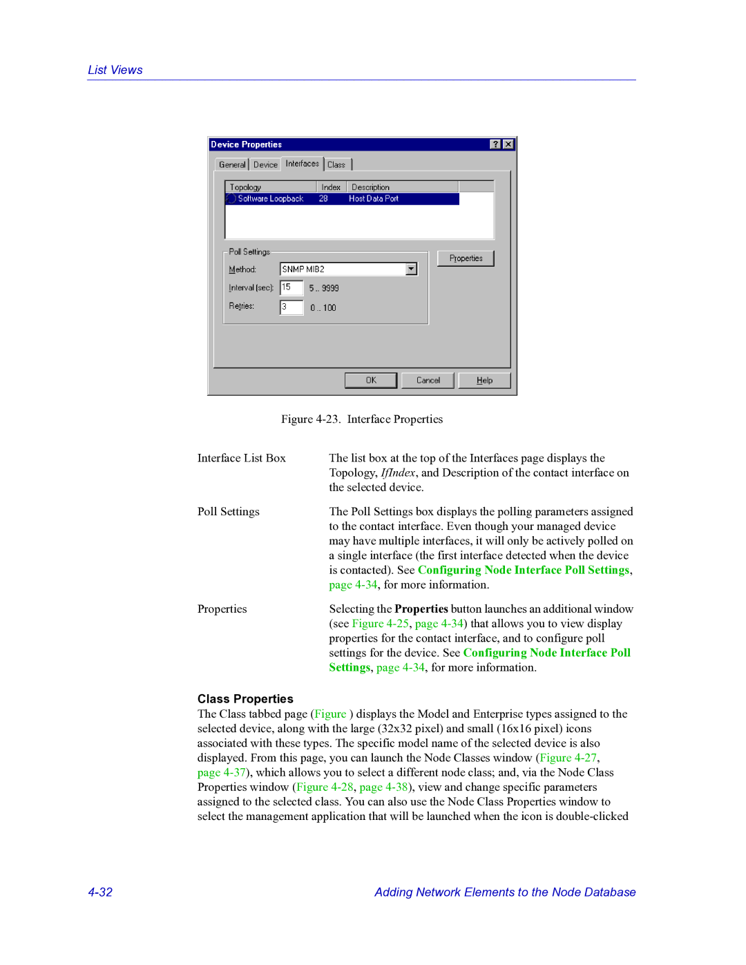 HP Netsight manual Is contacted. See Configuring Node Interface Poll Settings, Class Properties 