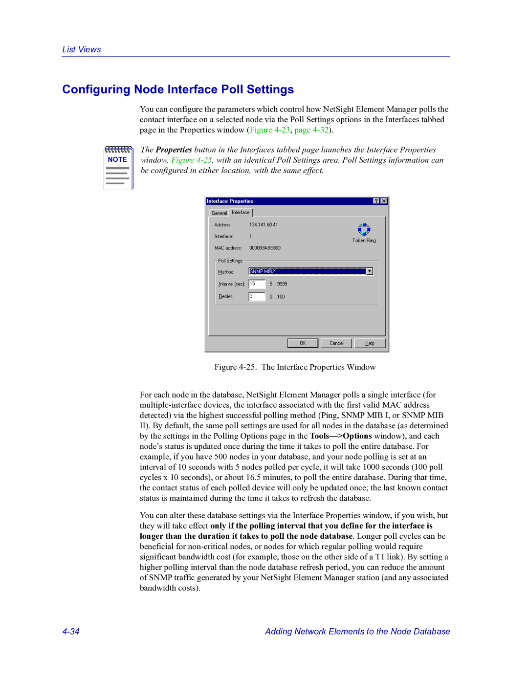 HP Netsight manual Configuring Node Interface Poll Settings 