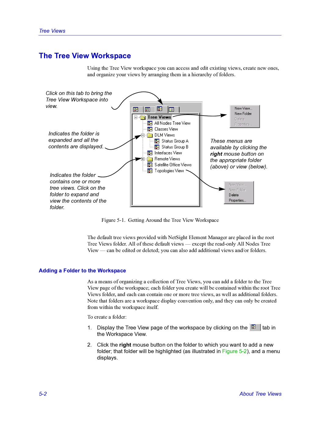 HP Netsight manual Tree View Workspace, Adding a Folder to the Workspace 