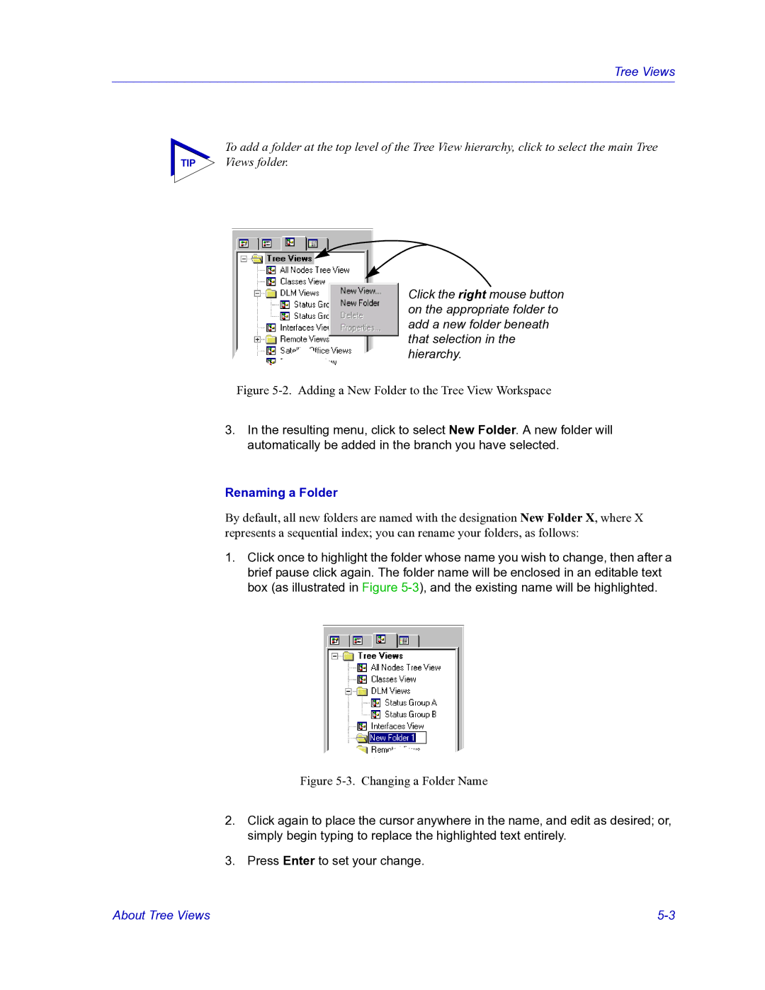 HP Netsight manual Adding a New Folder to the Tree View Workspace 