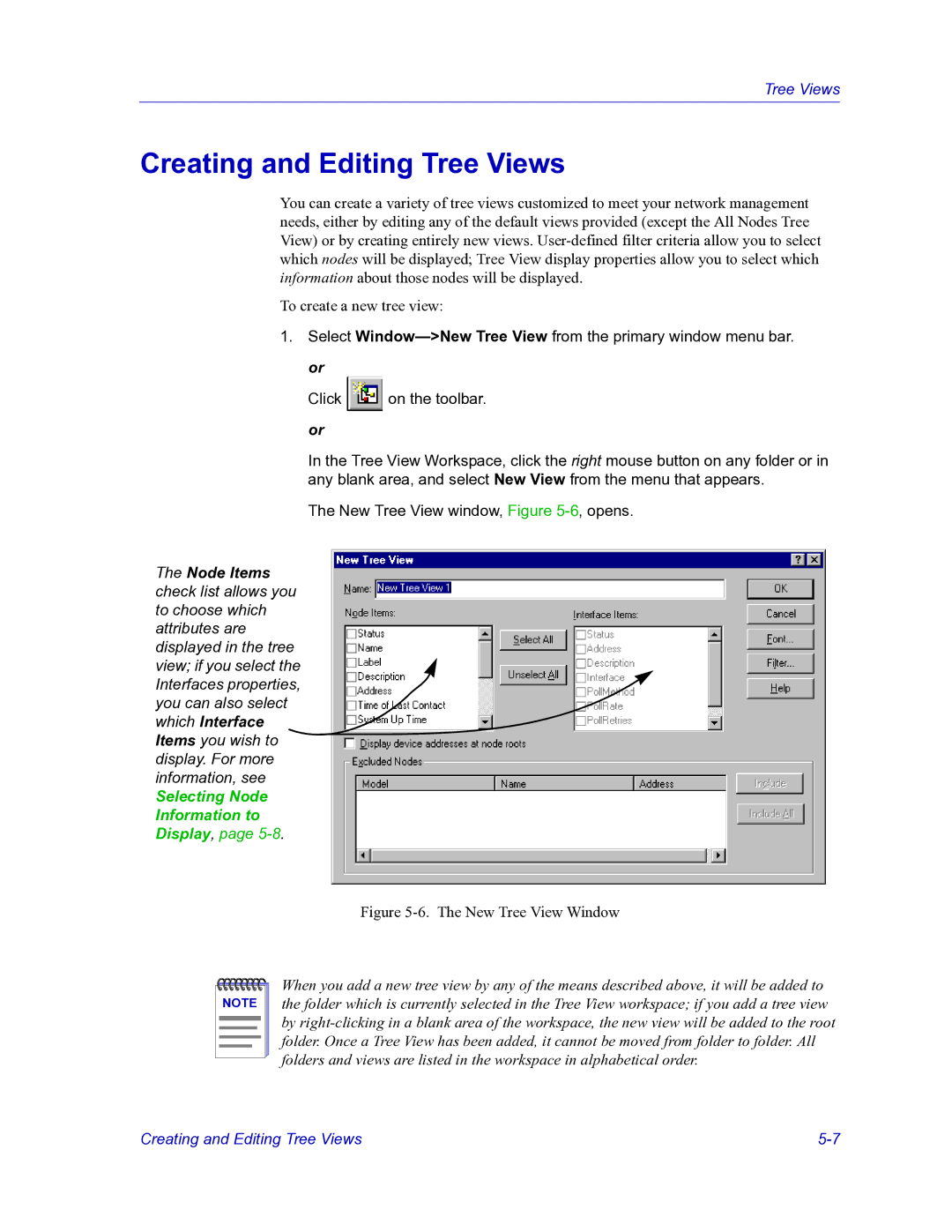 HP Netsight manual Creating and Editing Tree Views, New Tree View Window 