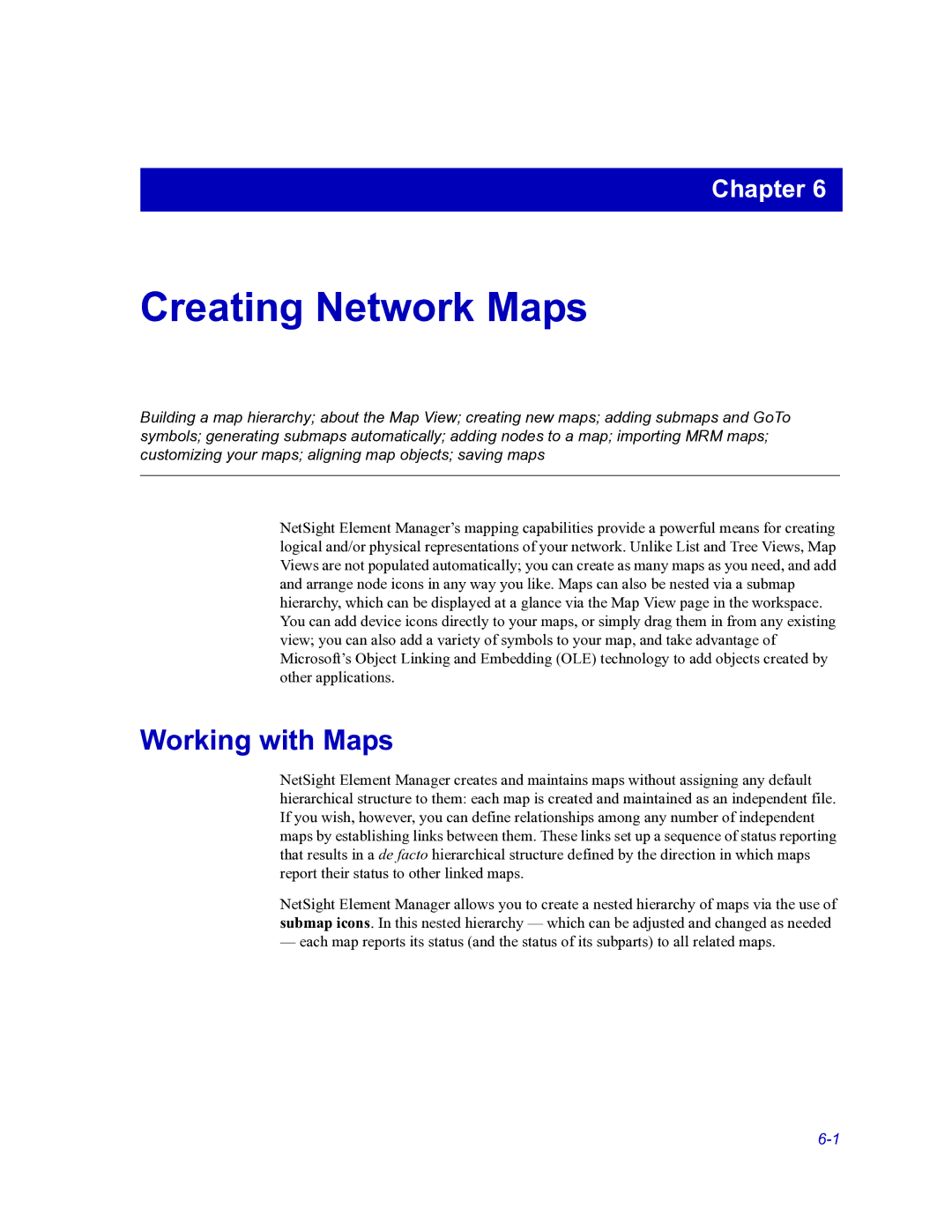 HP Netsight manual Creating Network Maps, Working with Maps 