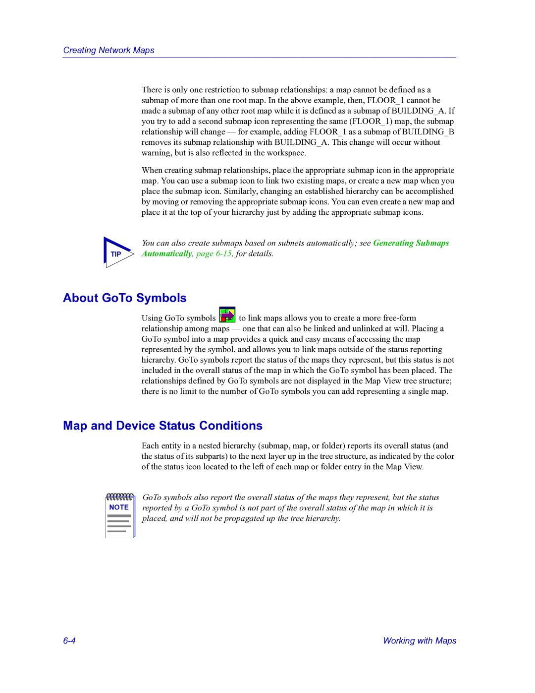 HP Netsight manual About GoTo Symbols, Map and Device Status Conditions 