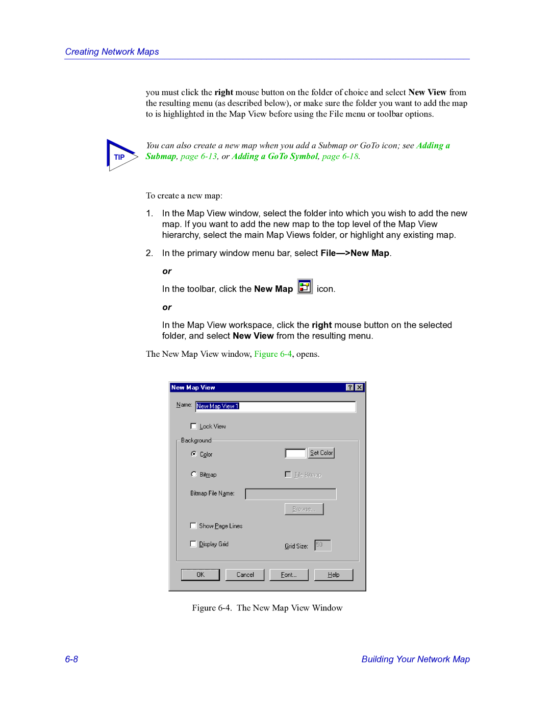 HP Netsight manual TIP Submap, page 6-13, or Adding a GoTo Symbol 