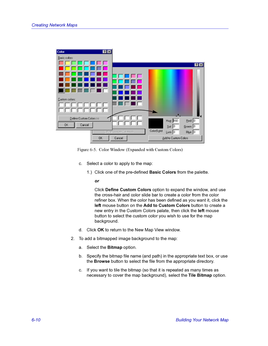 HP Netsight manual Color Window Expanded with Custom Colors 