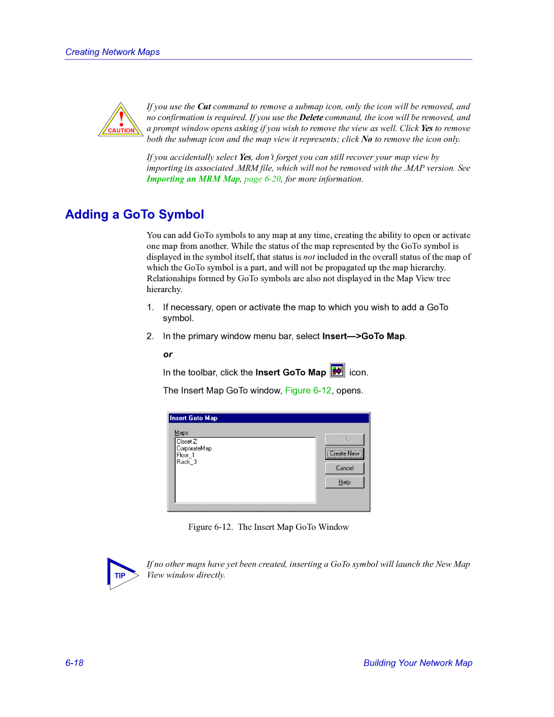 HP Netsight manual Adding a GoTo Symbol, The Insert Map GoTo Window 