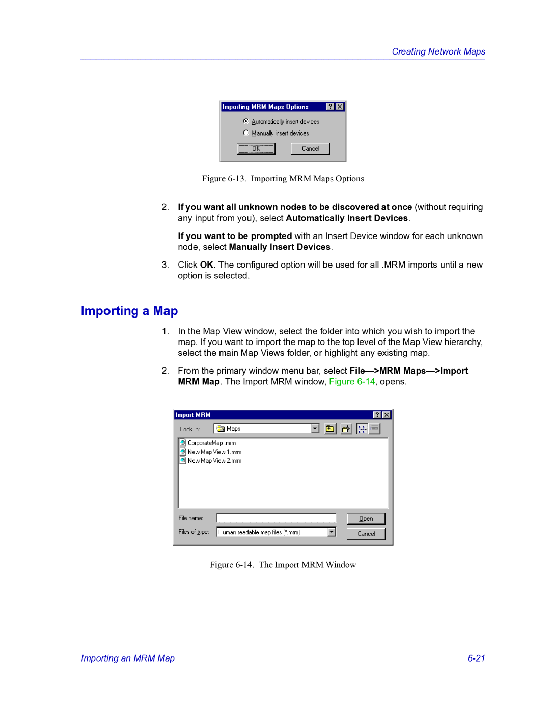 HP Netsight manual Importing a Map, Importing MRM Maps Options 