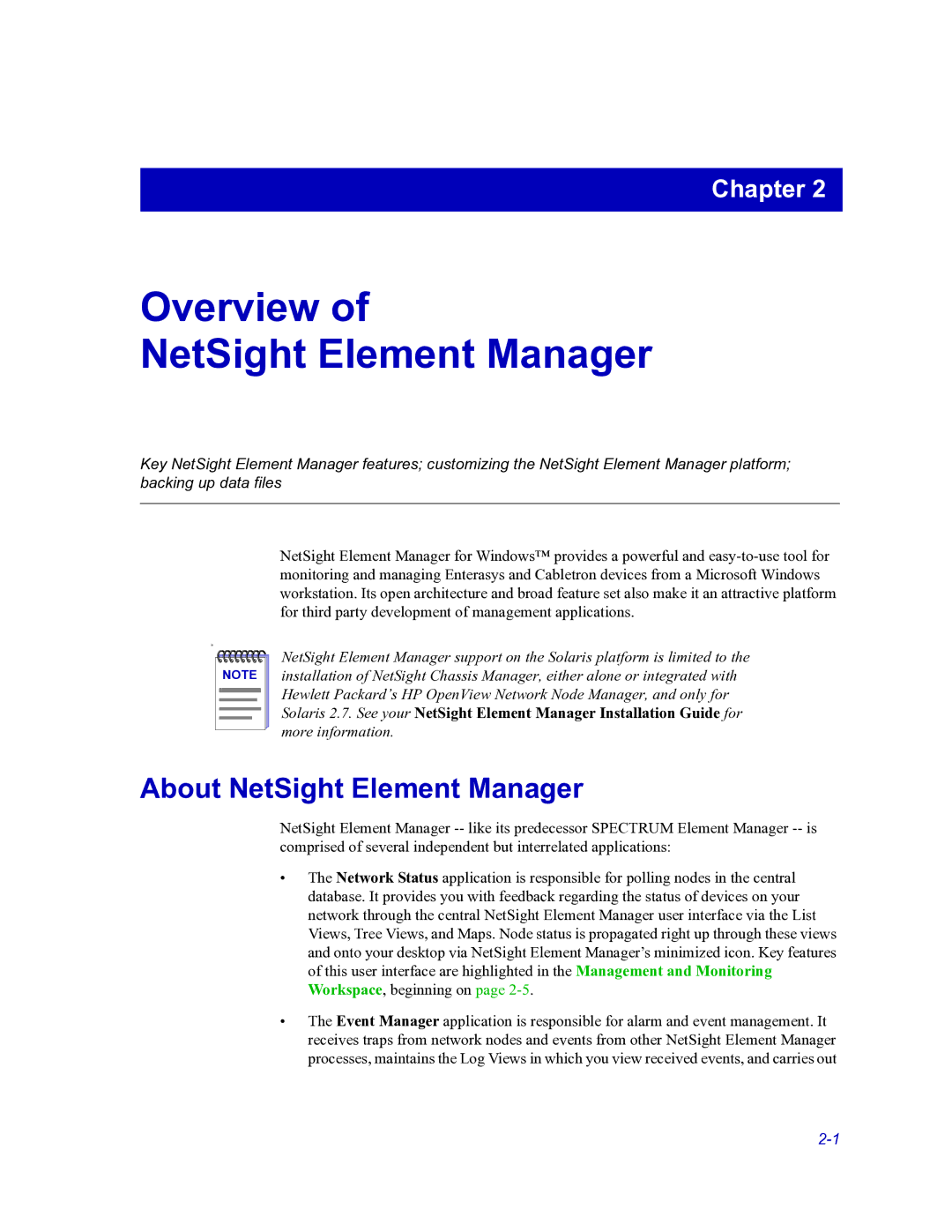 HP Netsight manual Overview NetSight Element Manager, About NetSight Element Manager 