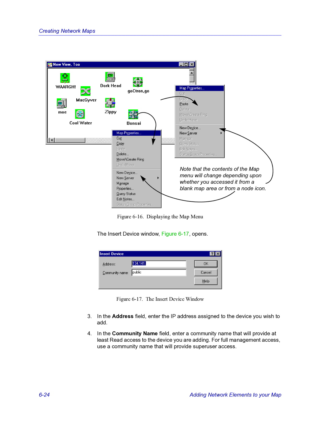 HP Netsight manual Insert Device window, -17, opens 