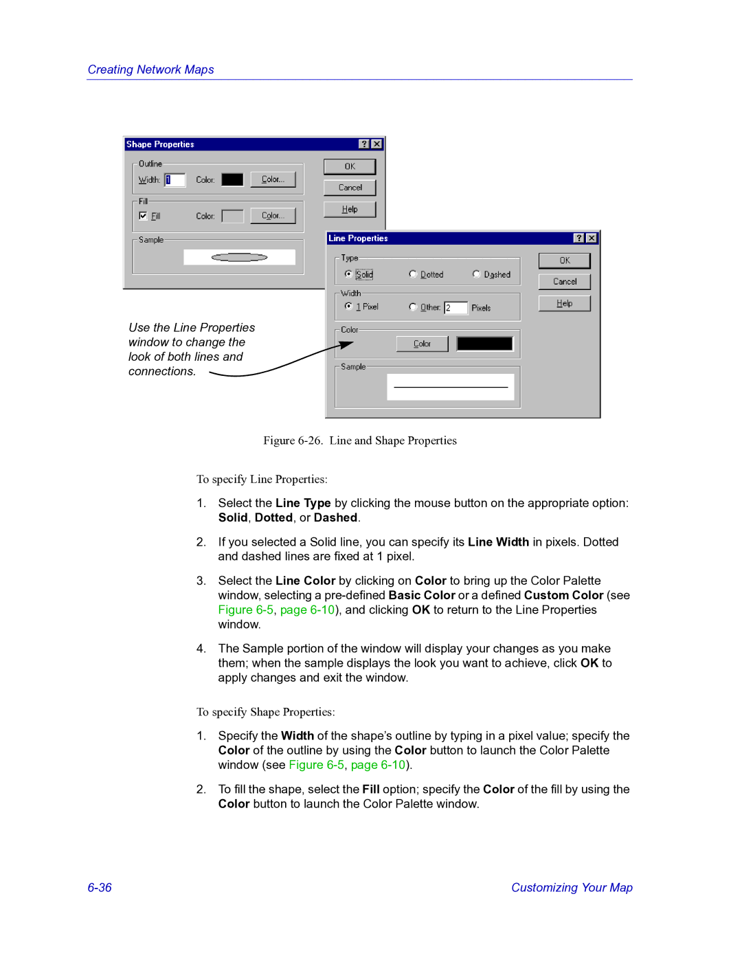 HP Netsight manual Line and Shape Properties To specify Line Properties 