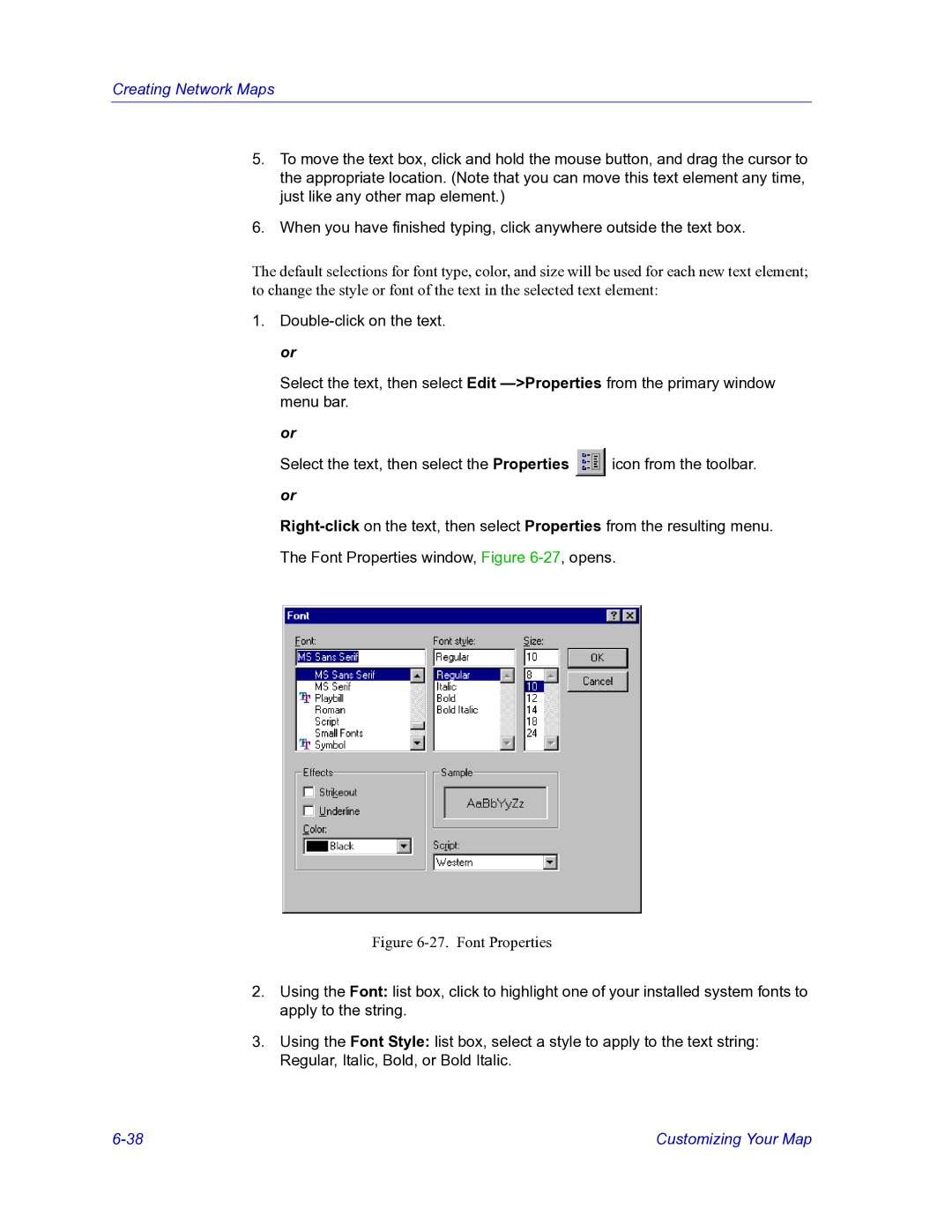 HP Netsight manual Font Properties 