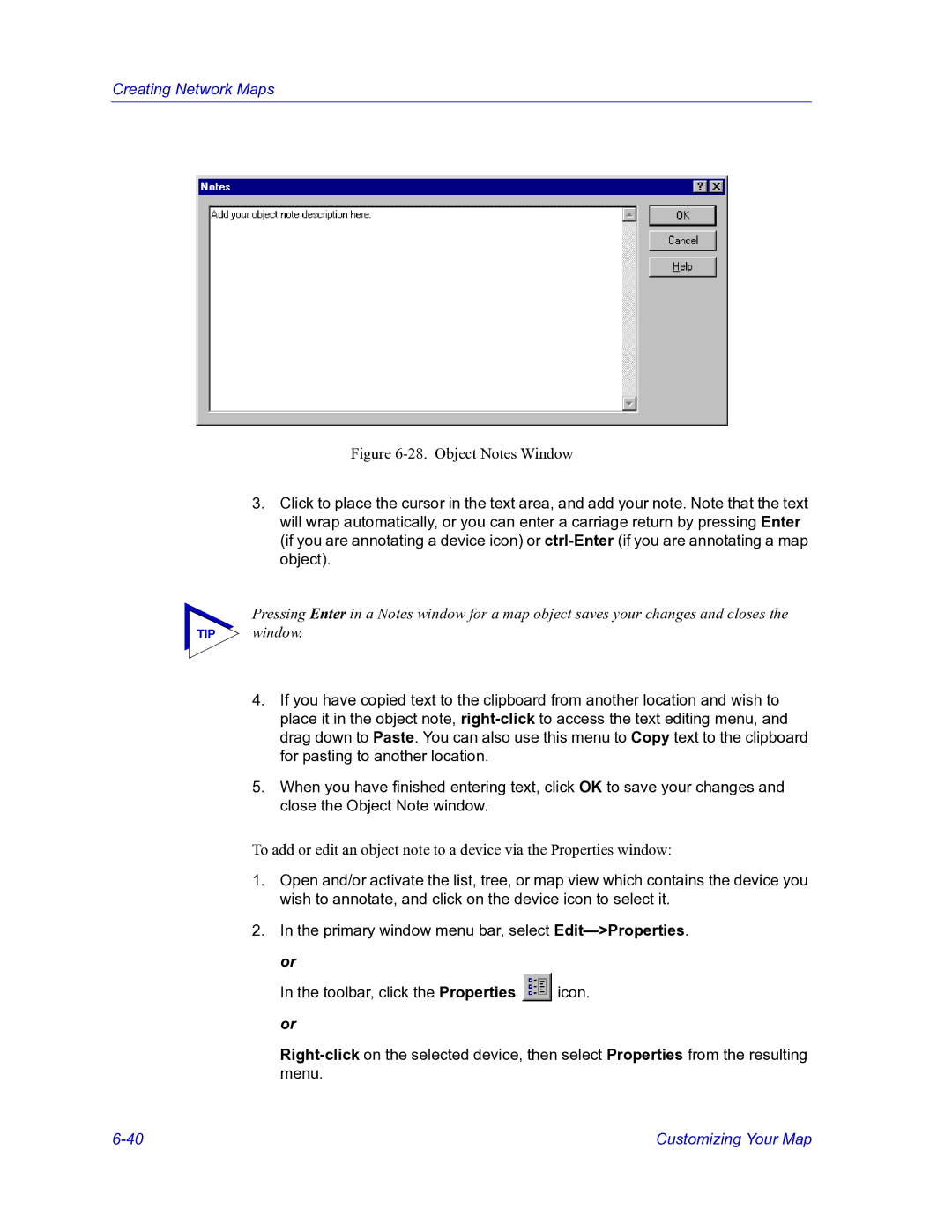 HP Netsight manual Object Notes Window 