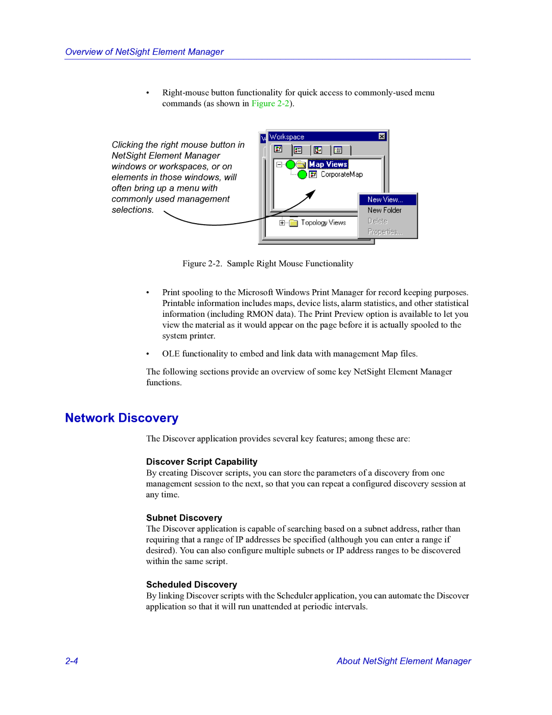 HP Netsight manual Network Discovery, Discover Script Capability, Subnet Discovery, Scheduled Discovery 