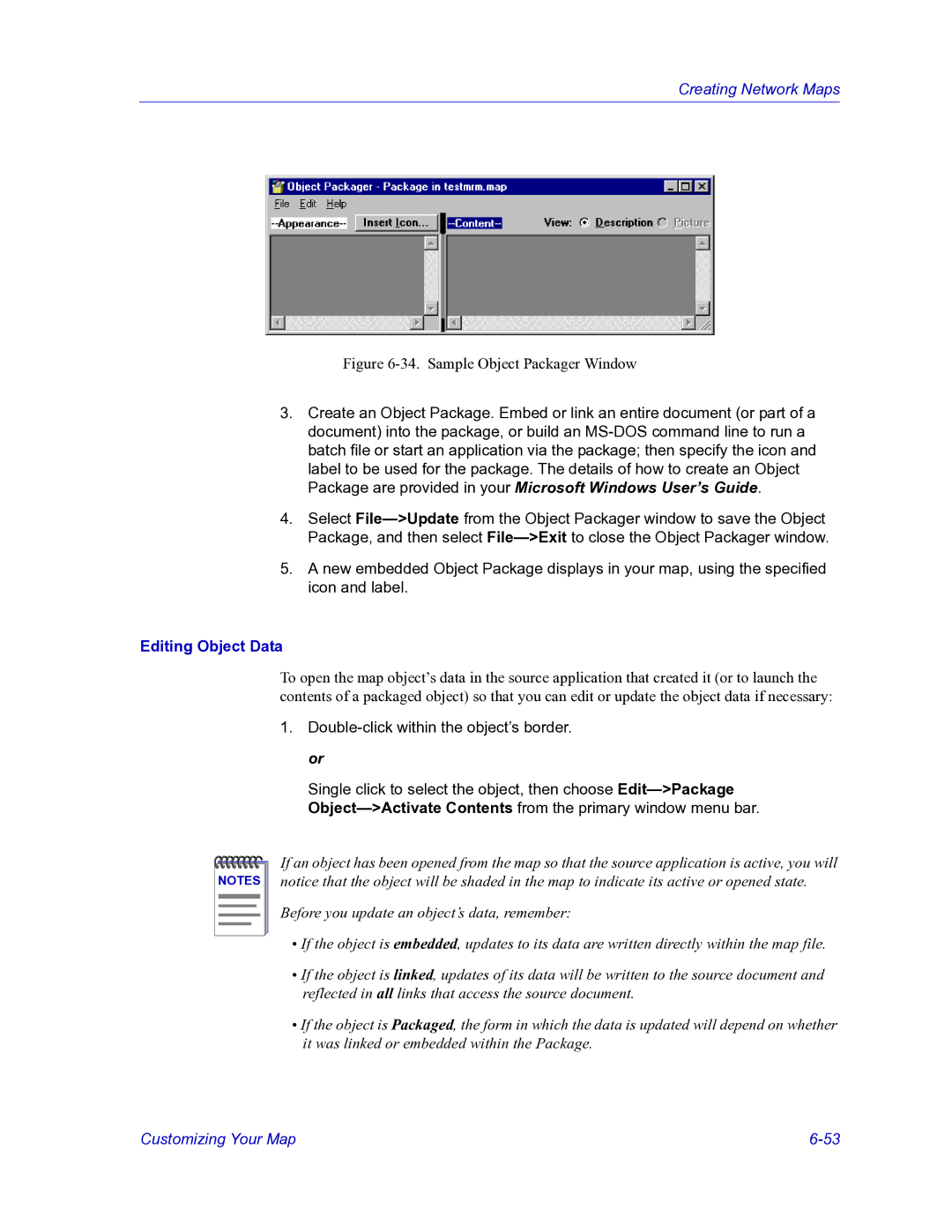 HP Netsight manual Sample Object Packager Window, Editing Object Data 