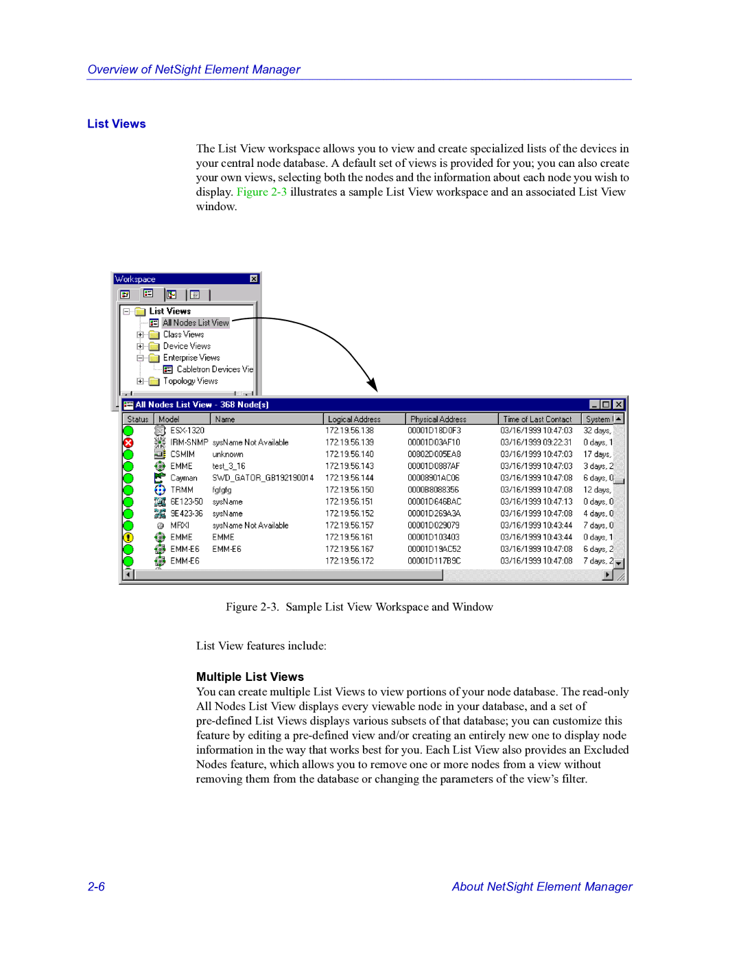 HP Netsight manual Multiple List Views 