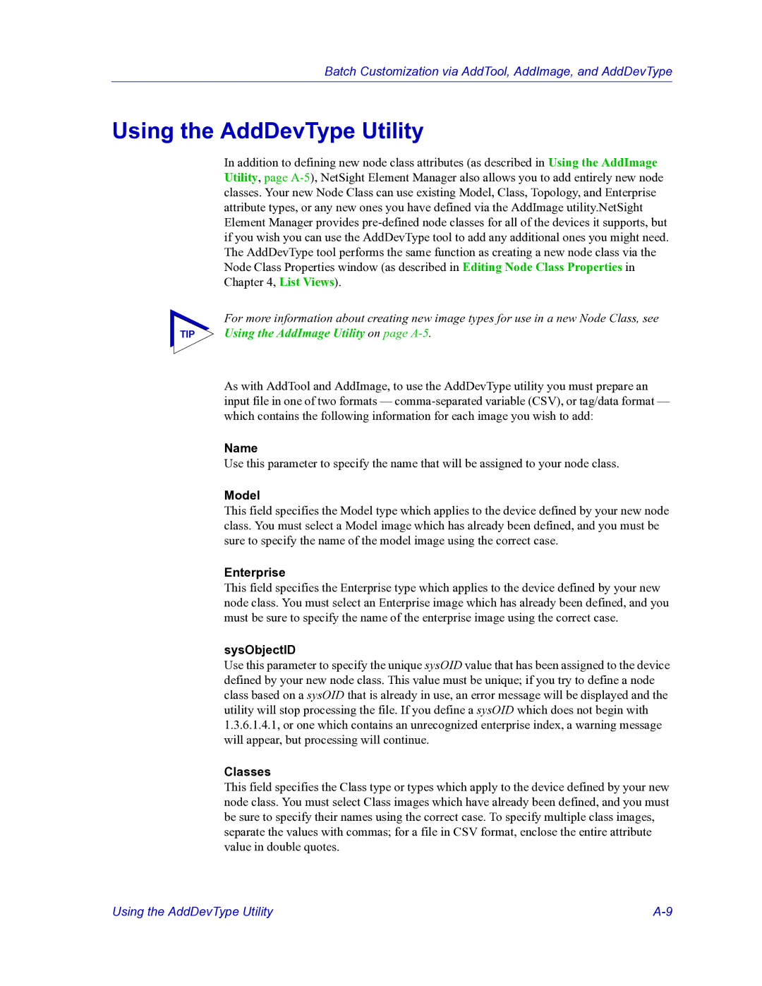 HP Netsight manual Using the AddDevType Utility, SysObjectID 