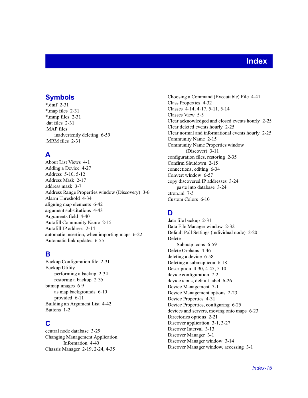 HP Netsight manual Index, Symbols 