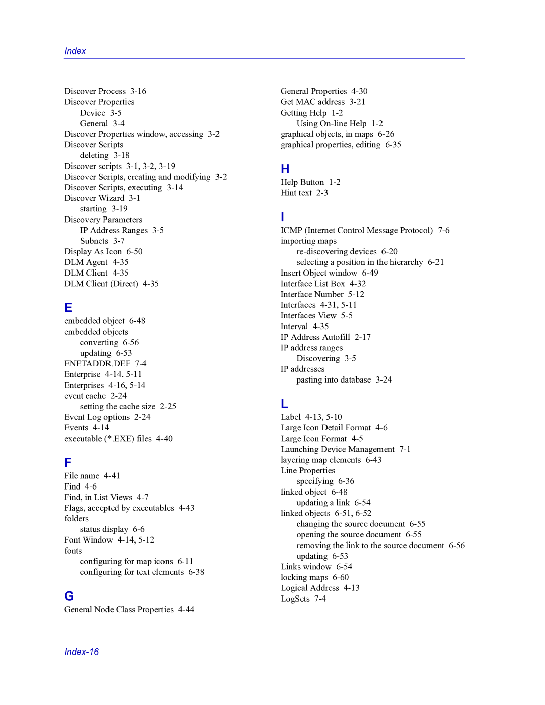 HP Netsight manual Index-16 