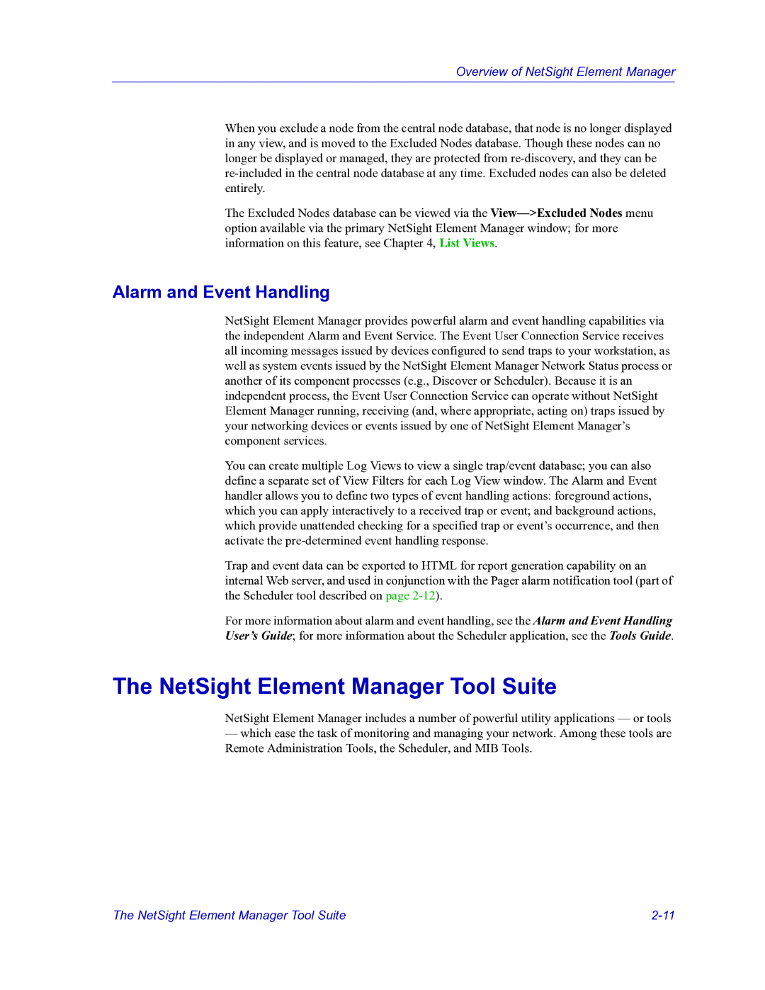 HP Netsight manual NetSight Element Manager Tool Suite, Alarm and Event Handling 