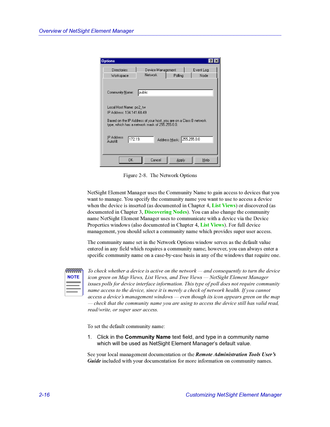 HP Netsight manual To set the default community name 