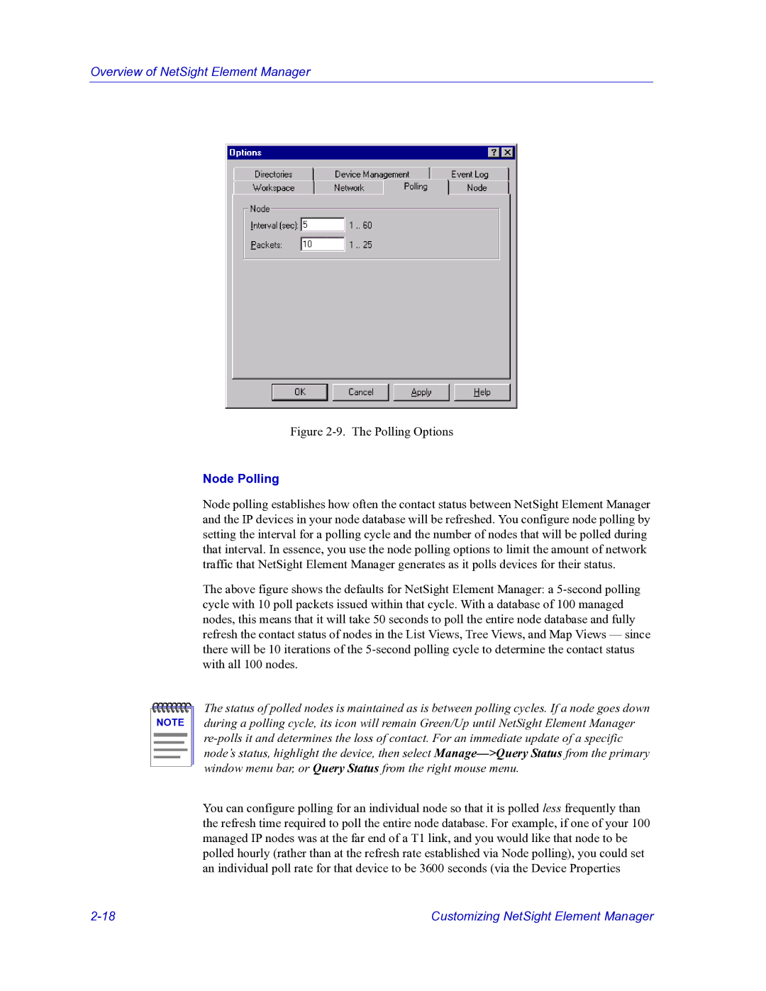 HP Netsight manual Polling Options, Node Polling 