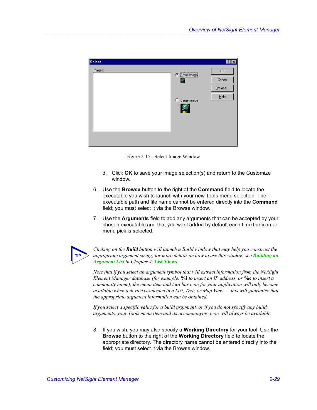 HP Netsight manual Select Image Window 