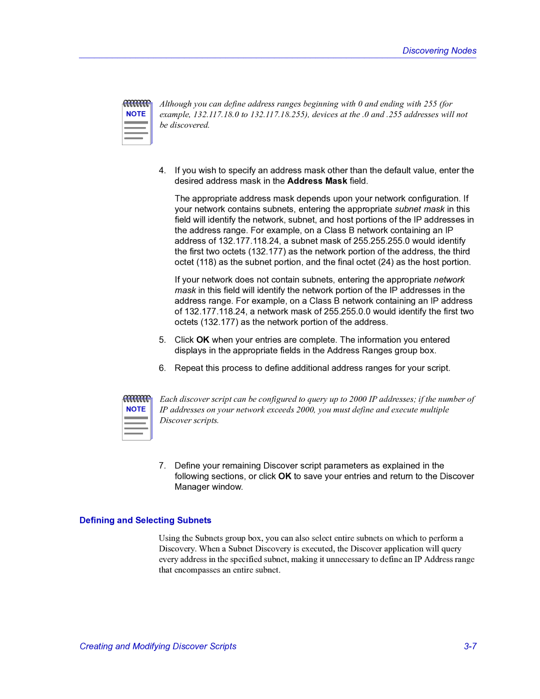 HP Netsight manual Defining and Selecting Subnets 