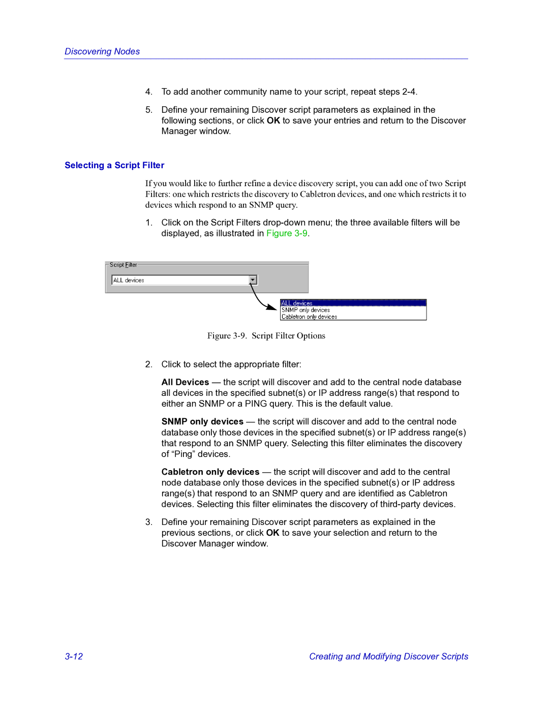 HP Netsight manual Selecting a Script Filter, Script Filter Options 