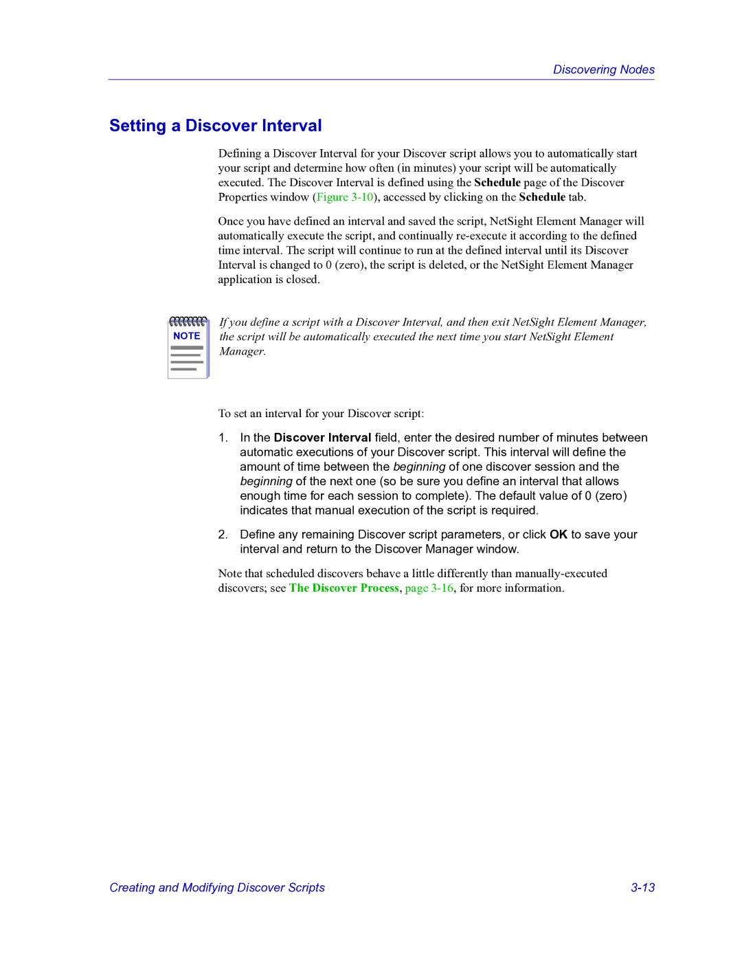 HP Netsight manual Setting a Discover Interval 