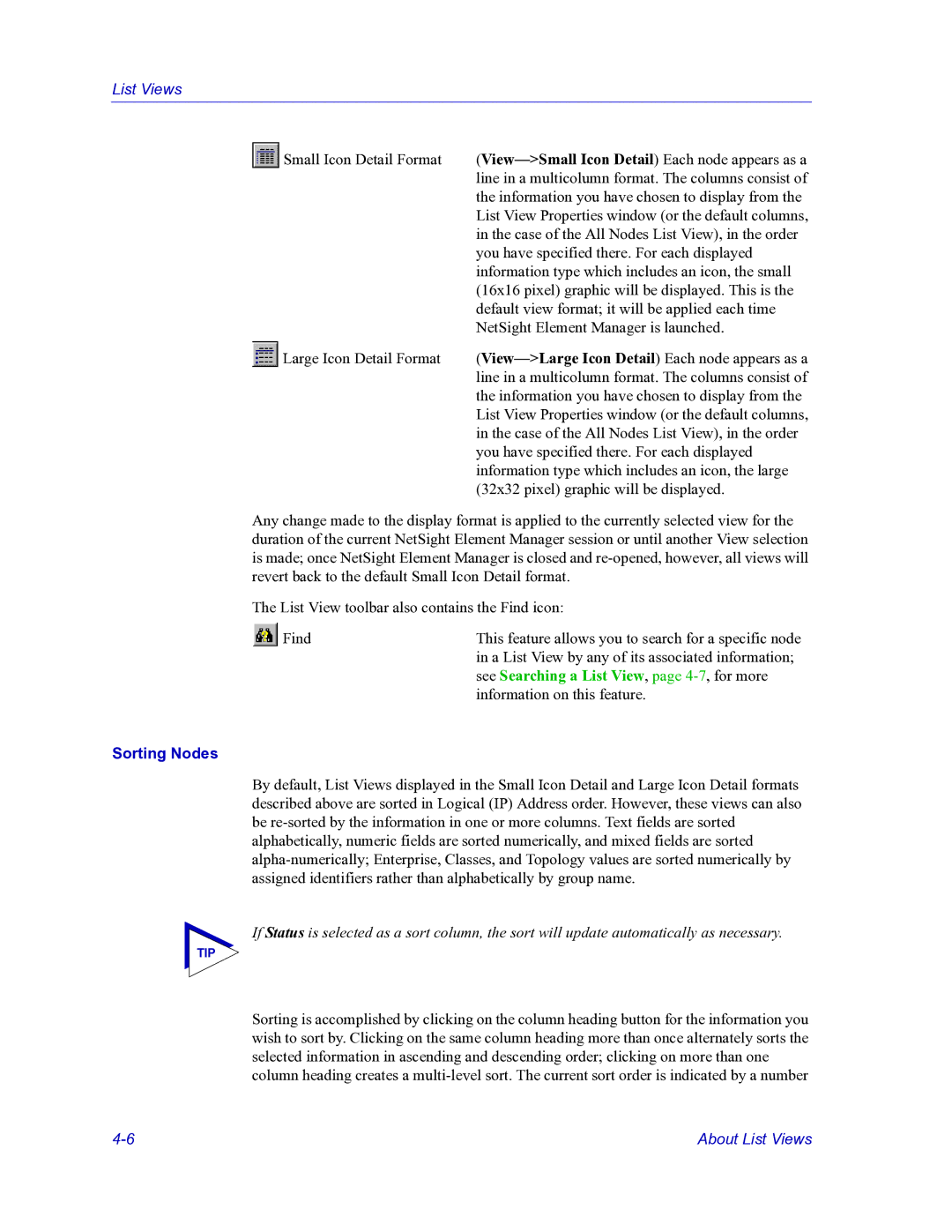 HP Netsight manual Sorting Nodes 