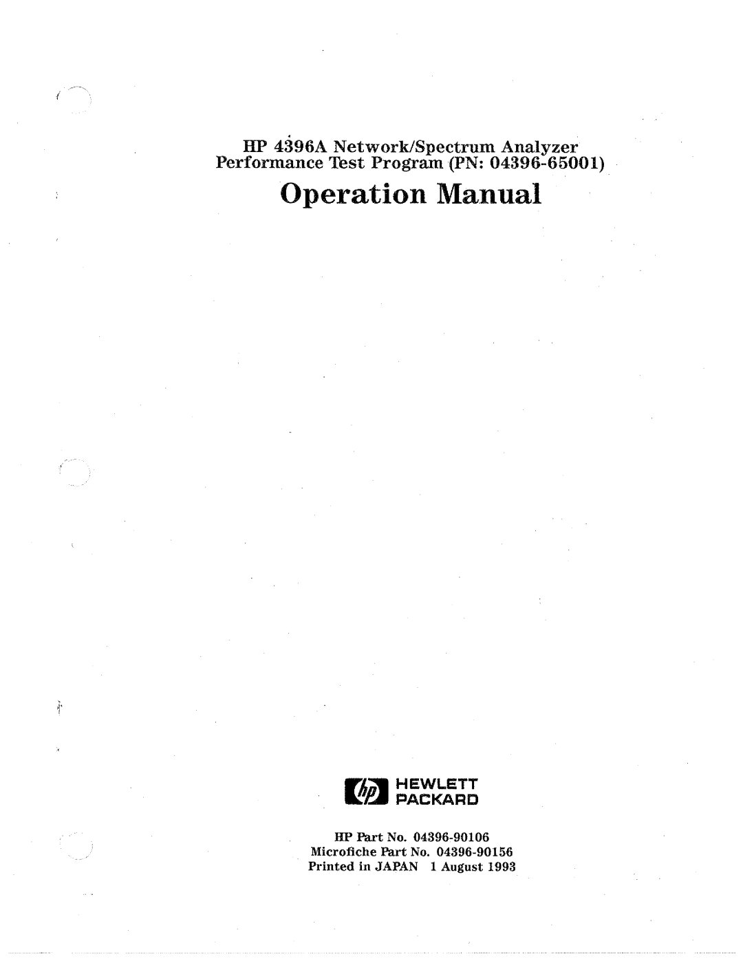 HP Network Hardware 4396A manual 
