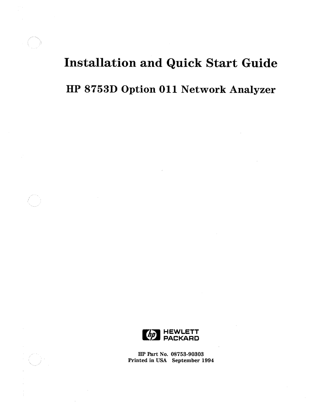 HP Network Hardware 8753D manual 
