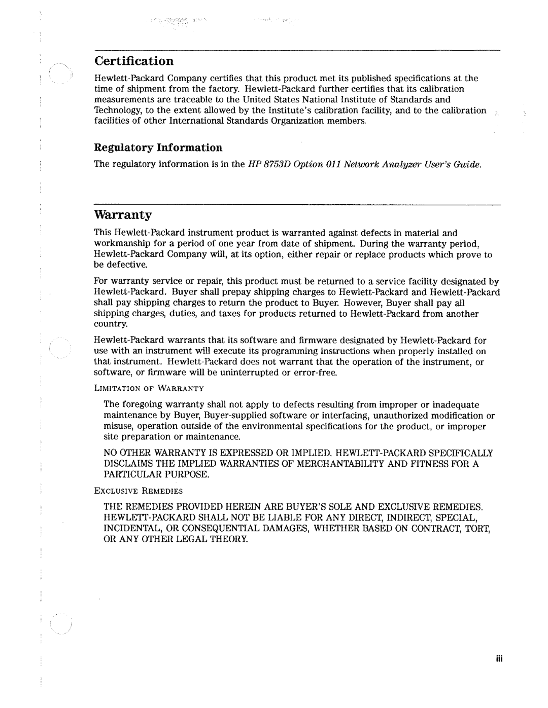 HP Network Hardware 8753D manual 