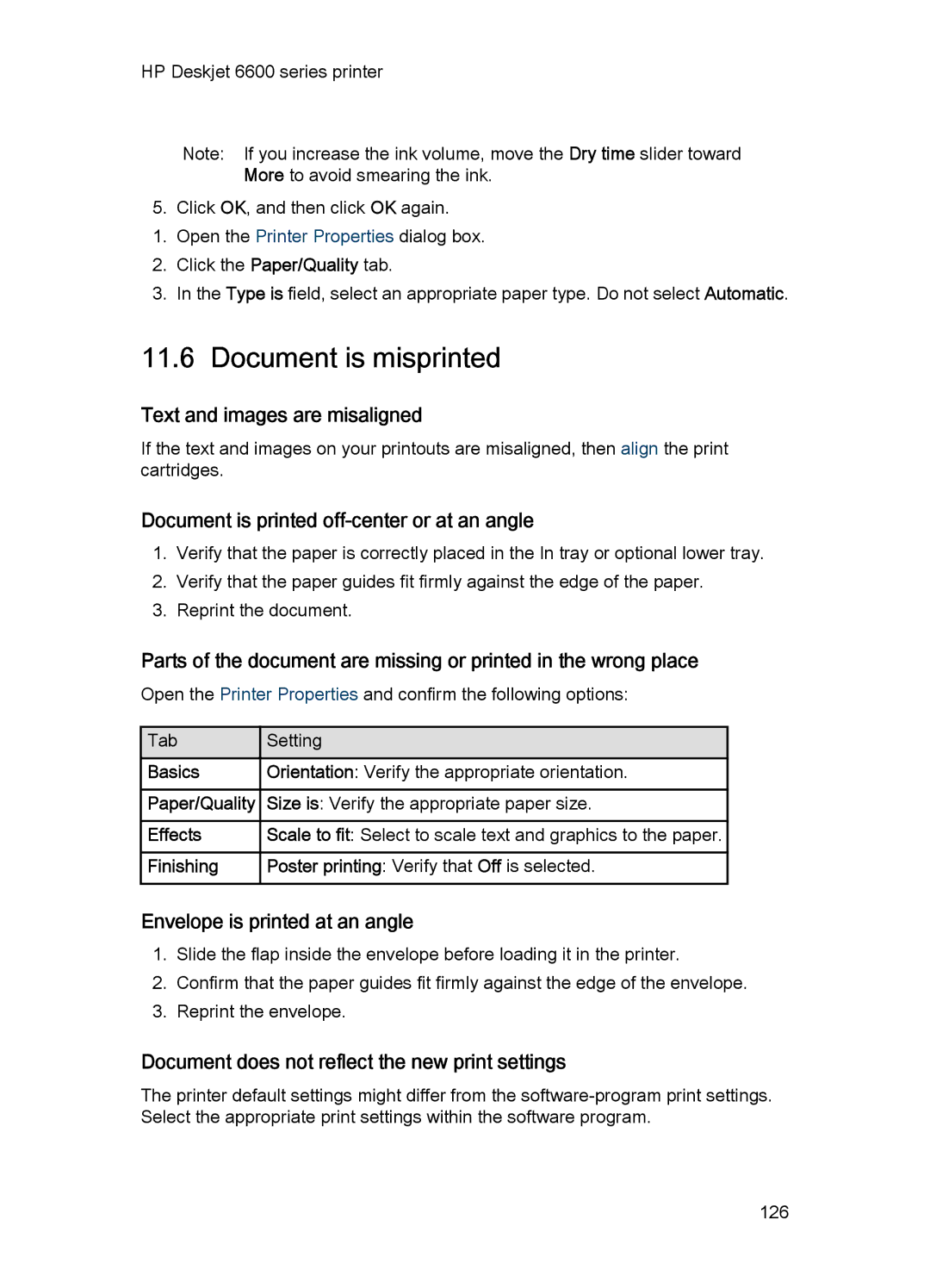 HP Networking 6600 Document is misprinted, Text and images are misaligned, Document is printed off-center or at an angle 