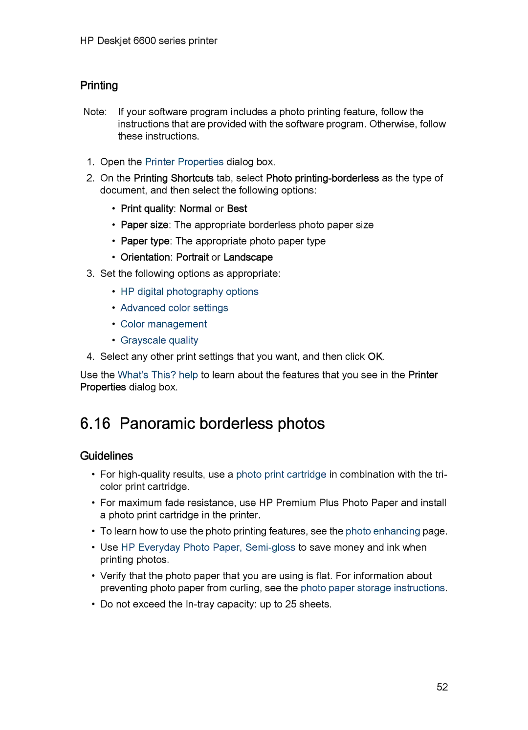 HP Networking 6600 manual Panoramic borderless photos 