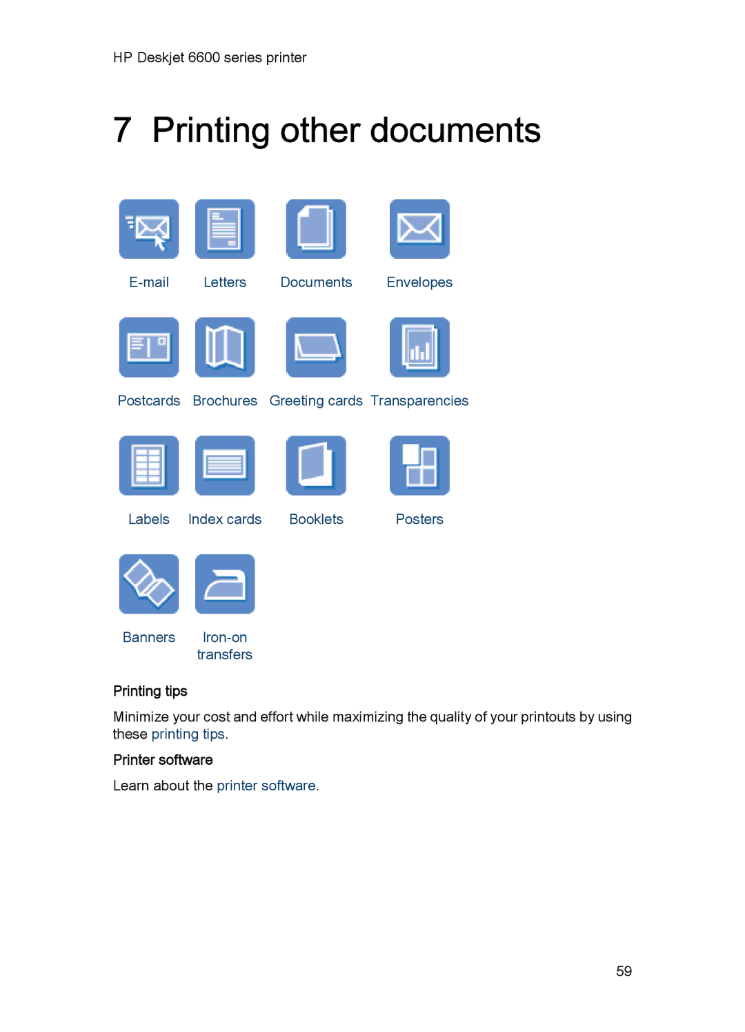 HP Networking 6600 manual Printing other documents, Printing tips, Printer software 