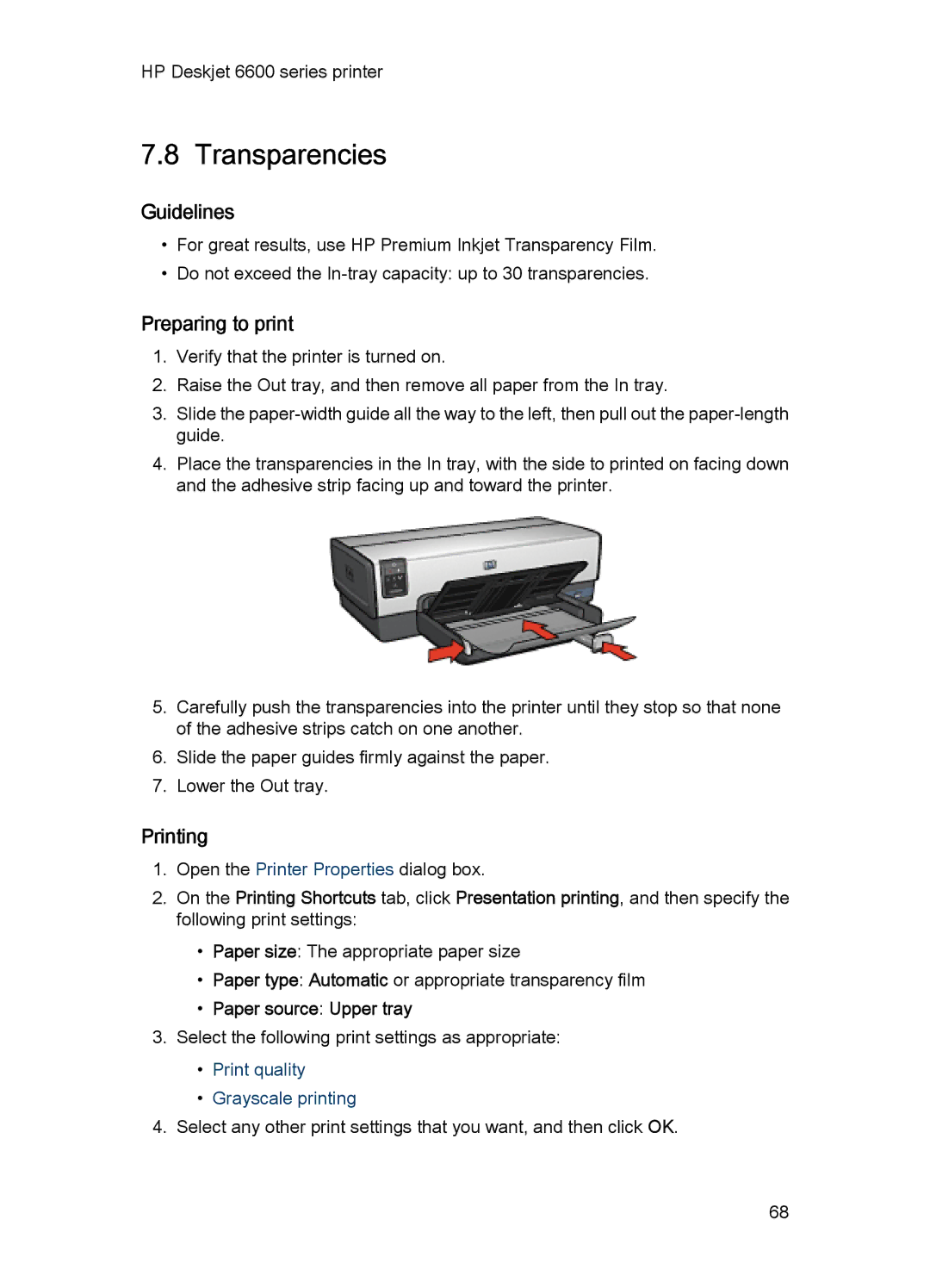 HP Networking 6600 manual Transparencies, Print quality Grayscale printing 