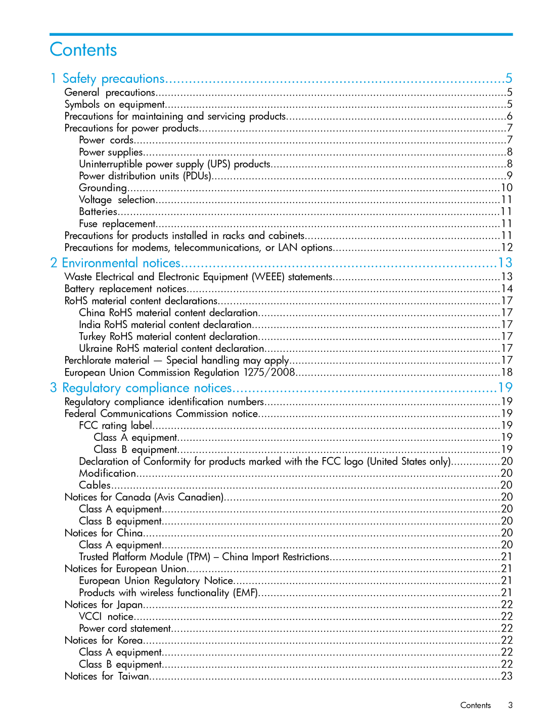 HP Networking Safety and Compliance manual Contents 